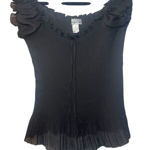 Michele Elegant Black Ruffled Blouse